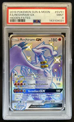 2019 Pokemon SM Hidden Fates Reshiram GX Full Art #SV51/SV94 PSA 9 - Image 1
