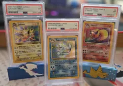 1999 POKEMON JUNGLE Eevee Evolution Holos - Vaporeon, Flareon, Jolteon - PSA 7 - Image 1