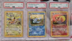 1999 POKEMON JUNGLE Eevee Evolution Holos - Vaporeon, Flareon, Jolteon - PSA 7 - Image 2