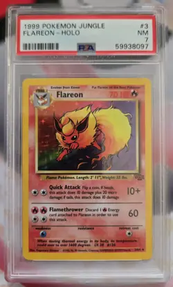 1999 POKEMON JUNGLE Eevee Evolution Holos - Vaporeon, Flareon, Jolteon - PSA 7 - Image 3