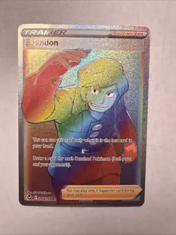2022 Pokemon Silver Tempest Brandon Full Art Trainer Rainbow Rare 203/195 - Image 1