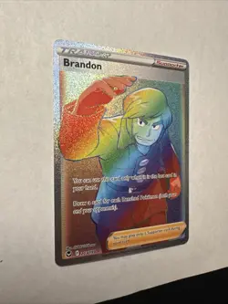 2022 Pokemon Silver Tempest Brandon Full Art Trainer Rainbow Rare 203/195 - Image 2
