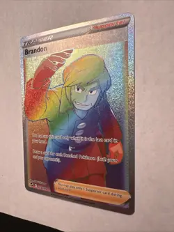 2022 Pokemon Silver Tempest Brandon Full Art Trainer Rainbow Rare 203/195 - Image 3