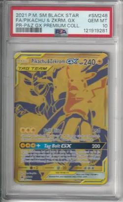2021 POKEMON SM PREMIUM COLLECTION PROMO FULL ART/PIKACHU & ZEKROM GX PSA 10 - Image 1