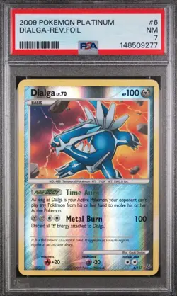 6/127 2009 POKEMON PLATINUM #6 DIALGA-REVERSE FOIL PSA 7 - Image 1