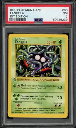 Pokemon PSA 7 NM 1st Ed. Base Common Tangela 66/102 - Image 1