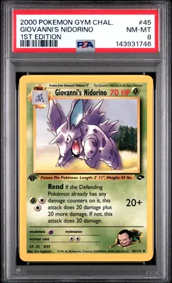 2000 POKEMON GYM CHALLENGE 1ST EDITION #45 GIOVANNI'S NIDORINO PSA 8 - Image 1