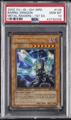 2002 YU-GI-OH! MRD-METAL RAIDERS 1ST EDITION #126 BARREL DRAGON PSA 10 - Image 1