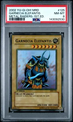 2002 YU-GI-OH! MRD-METAL RAIDERS 1ST EDITION #125 GARNECIA ELEFANTIS PSA 8 - Image 1