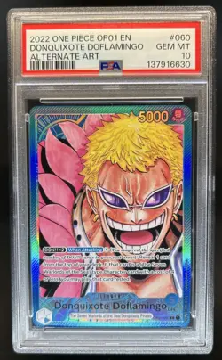 2022 One Piece Romance Dawn Donquixote Doflamingo Alternate Art #OP01-060 PSA 10 - Image 1
