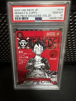 PSA 10 Monkey D Luffy ST21-014 SR Promo Japanese One Piece Magazine Vol.20 Card - Image 1