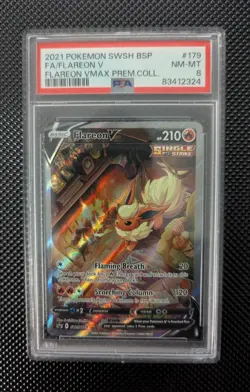 2021 POKEMON SWSH PREMIUM COLLECTION PROMO #179 FULL ART/FLAREON V PSA 8 - Image 1