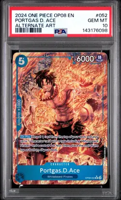 2024 ONE PIECE OP08-TWO LEGENDS ALTERNATE ART #052 PORTGAS D. ACE PSA 10 - Image 1