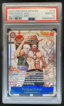 2025 One Piece Portgas D. Ace Secret Rare Alt Art Alternative #OP13-119 PSA 10 - Image 1