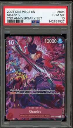 One Piece CCG Shanks 2nd Anniversary Set OP09-004 PSA 10 Gem Mint - Image 1