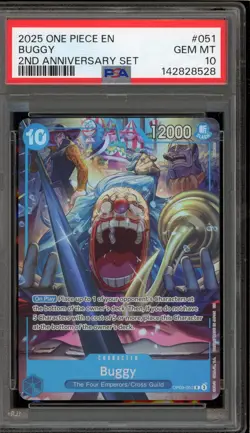 One Piece CCG Buggy 2nd Anniversary Set OP09-051 PSA 10 Gem Mint - Image 1