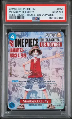 2026 ONE PIECE PROMOS COLLEGE BASKETBALL: US VOYAGE MONKEY D. LUFFY PSA 10 - Image 1