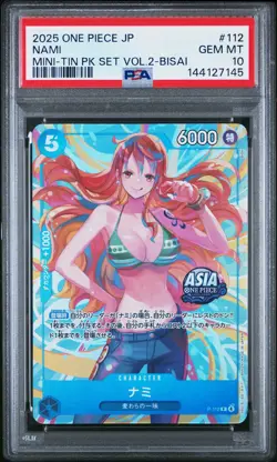 2025 ONE PIECE JAPANESE MINI-TIN PACK SET VOL.2 BISAI #112 NAMI PSA 10 - Image 1