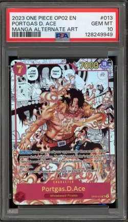 One Piece CCG Portgas.D.Ace Manga Alternate Art OP02-013 PSA 10 Gem Mint - Image 1