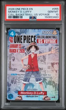 2026 ONE PIECE PROMOS ONE PIECE COLLEGE BK: US VOYAGE MONKEY D. LUFFY PSA 10 - Image 1