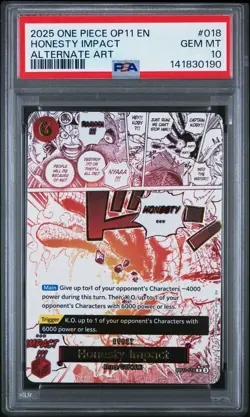 2025 One Piece OP11 EN Honesty Impact Alternate Art #018 PSA 10 GEM MINT - Image 1