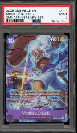 One Piece CCG Monkey.D.Luffy 2nd Anniversary Set OP05-119 PSA 9 Mint - Image 1