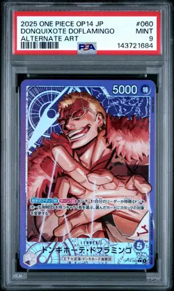 2025 ONE PIECE JPN OP14-THE AZURE SEA'S SEVEN #060 DONQUIXOTE DOFLAMINGO PSA 9 - Image 1