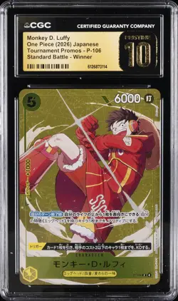 2026 ONE PIECE JPN TOURNAMENT PROMOS #P-106 MONKEY D. LUFFY CGC 10 PRISTINE - Image 1