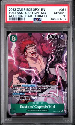 2022 ONE PIECE OP01-ROMANCE DAWN #051 EUSTASS "CAPTAIN" KID PSA 10 - Image 1