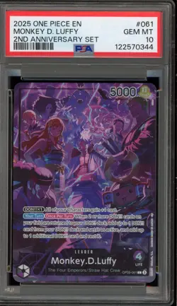 One Piece CCG Monkey.D.Luffy 2nd Anniversary Set OP09-061 PSA 10 Gem Mint - Image 1