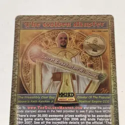 Mystical Empire TCG CCG The Golden Master Promo Card 2006 Northeast Games Rare - Image 3