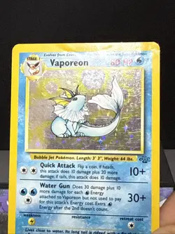 Pokemon Card Vaporeon 12/64 Holo Rare Jungle Set WOTC Played 5 - Image 2