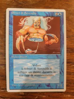 Italian Serendib Efreet Revised FWB 1995 MTG Magic The Gathering Card Rare Blue - Image 1