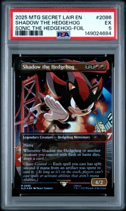 2025 MTG SECRET LAIR DROP SONIC: FRIENDS & FOES-FOIL SHADOW THE HEDGEHOG PSA 5 - Image 1