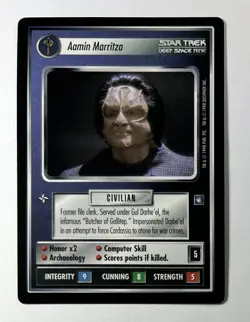 STAR TREK CCG DS9 RARE CARD AAMIN MARRITZA STCCG NEVER PLAYED - Image 1