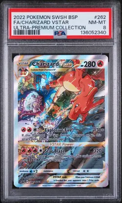 2022 POKEMON SWSH BLACK STAR PROMO #262 FULL ART/CHARIZARD VSTAR PSA 8 - Image 1