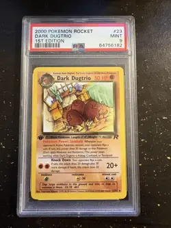 2000 POKEMON ROCKET 1ST EDITION #23 DARK DUGTRIO PSA 9 - Image 1