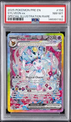 2025 POKEMON PRISMATIC EVOLUTIONS SPECIAL ILLUSTRATION RARE SYLVEON EX PSA 8 - Image 1