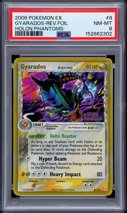 2006 POKEMON EX HOLON PHANTOMS #8 GYARADOS-REVERSE FOIL PSA 8 - Image 1