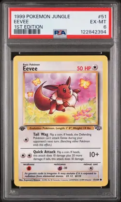 1999 POKEMON JUNGLE 1ST EDITION #51 EEVEE PSA 6 - Image 1