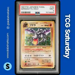 1997 POKEMON JP FOSSIL MYSTERY OF THE FOSSILS #142 AERODACTYL HOLO RARE PSA 9 - Image 1