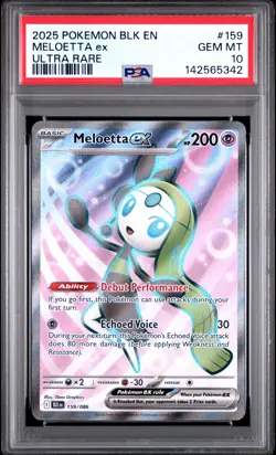 2025 POKEMON BLK EN-BLACK BOLT ULTRA RARE #159 MELOETTA EX PSA 10 - Image 1