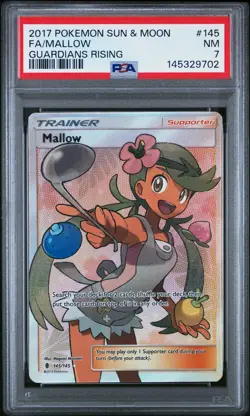 2017 POKEMON SUN & MOON GUARDIANS RISING #145 FULL ART/MALLOW PSA 7 - Image 1