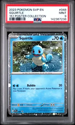 2023 POKEMON SVP EN-SV BLACK STAR PROMO 151 POSTER COLL #048 SQUIRTLE PSA 9 - Image 1