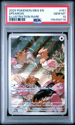 2025 POKEMON MEG EN-MEGA EVOLUTION ILLUSTRATION RARE #151 SPEAROW PSA 10 - Image 1