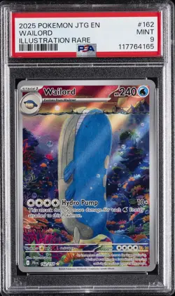2025 POKEMON JTG EN-JOURNEY TOGETHER ILLUSTRATION RARE #162 WAILORD PSA 9 - Image 1