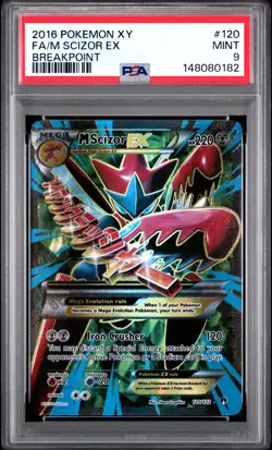2016 POKEMON XY BREAKPOINT #120 FULL ART/M SCIZOR EX PSA 9 - Image 1