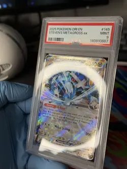 Pokemon 2025 Steven's Metagross EX Holo Card 145/182 Sv10 Destined Rivals PSA 9! - Image 2