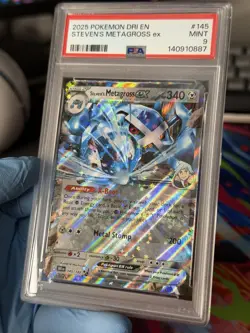 Pokemon 2025 Steven's Metagross EX Holo Card 145/182 Sv10 Destined Rivals PSA 9! - Image 3