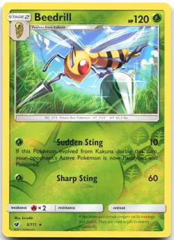 Beedrill 3/111 Rare Crimson Invasion Pokemon Reverse Holo Near Mint - Image 1